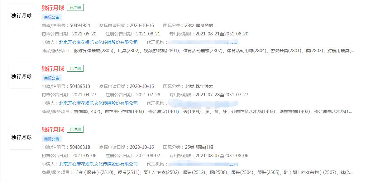 电影《独行月球》商标已注册成功，官方商标保护及时