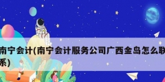 南宁会计(南宁会计服务公司广西金岛怎么联系)