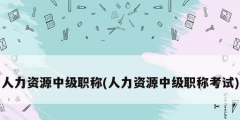 人力资源中级职称(人力资源中级职称考试)