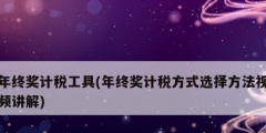 年终奖计税工具(年终奖计税方式选择方法视频讲解)