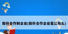 股份合作制企业(股份合作企业是公司么)
