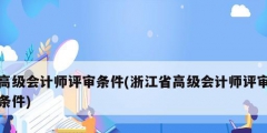 高级会计师评审条件(浙江省高级会计师评审条件)