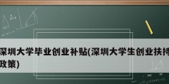 深圳大学毕业创业补贴(深圳大学生创业扶持政策)