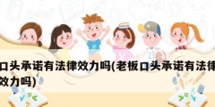 口头承诺有法律效力吗(老板口头承诺有法律效力吗)