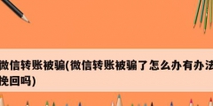 微信转账被骗(微信转账被骗了怎么办有办法挽回吗)
