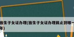 独生子女证办理(独生子女证办理截止到哪一年)