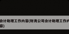 会计助理工作内容(财务公司会计助理工作内容)