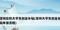 深圳在校大学生创业补贴(深圳大学生创业补贴申请流程)