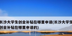 长沙大学生创业补贴在哪里申请(长沙大学生创业补贴在哪里申请的)