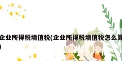 企业所得税增值税(企业所得税增值税怎么算)