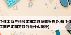 个体工商户税收定期定额征收管理办法(个体工商户定期定额的是什么税种)