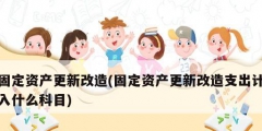 固定资产更新改造(固定资产更新改造支出计入什么科目)