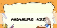 两金(两金压降是什么意思)