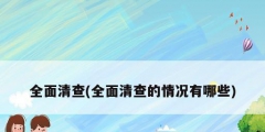 全面清查(全面清查的情况有哪些)
