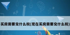 买房需要交什么税(现在买房需要交什么税)