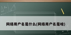 网络用户名是什么(网络用户名是啥)