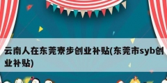 云南人在东莞寮步创业补贴(东莞市syb创业补贴)