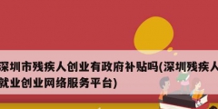 深圳市残疾人创业有政府补贴吗(深圳残疾人就业创业网络服务平台)