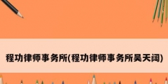 程功律师事务所(程功律师事务所吴天阔)