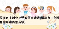 深圳自主创业补贴如何申请表(深圳自主创业补贴申请表怎么填)