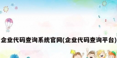 企业代码查询系统官网(企业代码查询平台)