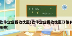 软件企业税收优惠(软件企业税收优惠政策有哪些)