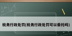 税务行政处罚(税务行政处罚可以委托吗)