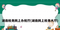 湖南税务网上办税厅(湖南网上税务大厅)