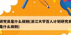 研究员是什么级别(浙江大学百人计划研究员是什么级别)