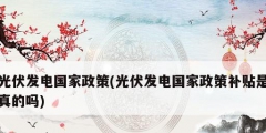 光伏发电国家政策(光伏发电国家政策补贴是真的吗)