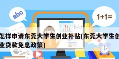 怎样申请东莞大学生创业补贴(东莞大学生创业贷款免息政策)