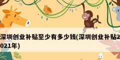 深圳创业补贴至少有多少钱(深圳创业补贴2021年)