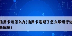 信用卡该怎么办(信用卡逾期了怎么跟银行协商解决)