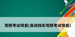 驾照考试项目(自动挡车驾照考试项目)