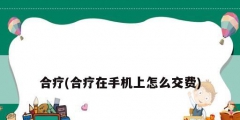 合疗(合疗在手机上怎么交费)