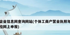 企业信息网查询网站(个体工商户营业执照年检网上申报)