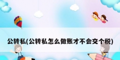 公转私(公转私怎么做账才不会交个税)