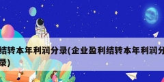 结转本年利润分录(企业盈利结转本年利润分录)